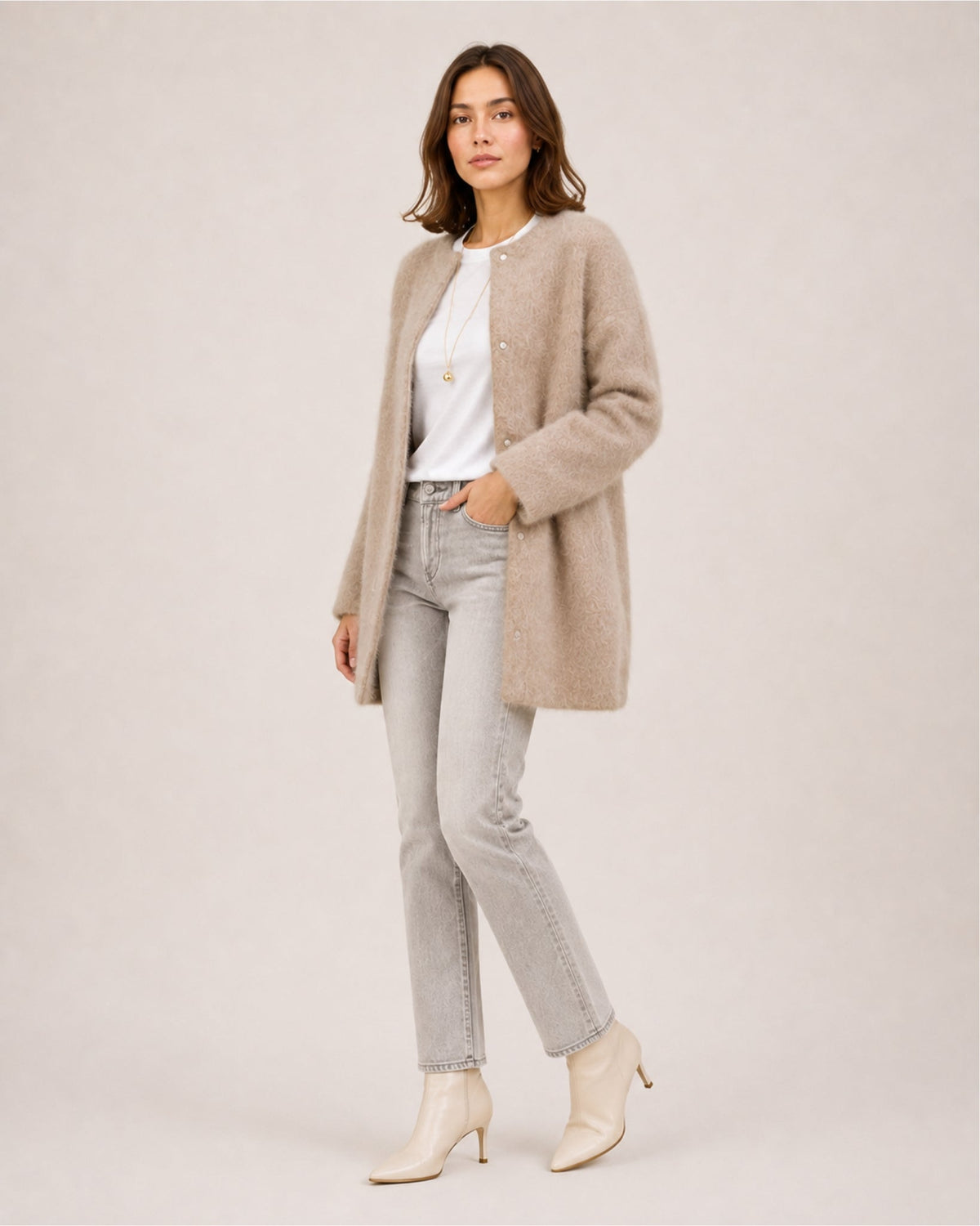 Virginia Monteluce | Women's Long Cardigan with Button Front