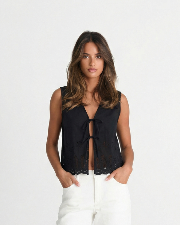 Estelle Vaucourt  | Broderie Anglaise Tie-Front Top