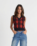 Rosalie Clairrose | Cropped Argyle Knit Vest