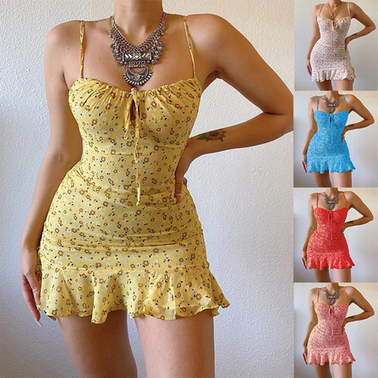 Beatrice Greco | Floral Summer Dress With Ruffle Hem For Women