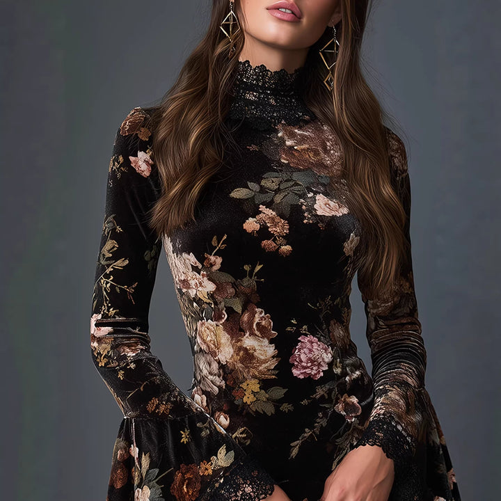 Giorgia Amato | Floral Lace-Trim Mini Cocktail Dress For Women
