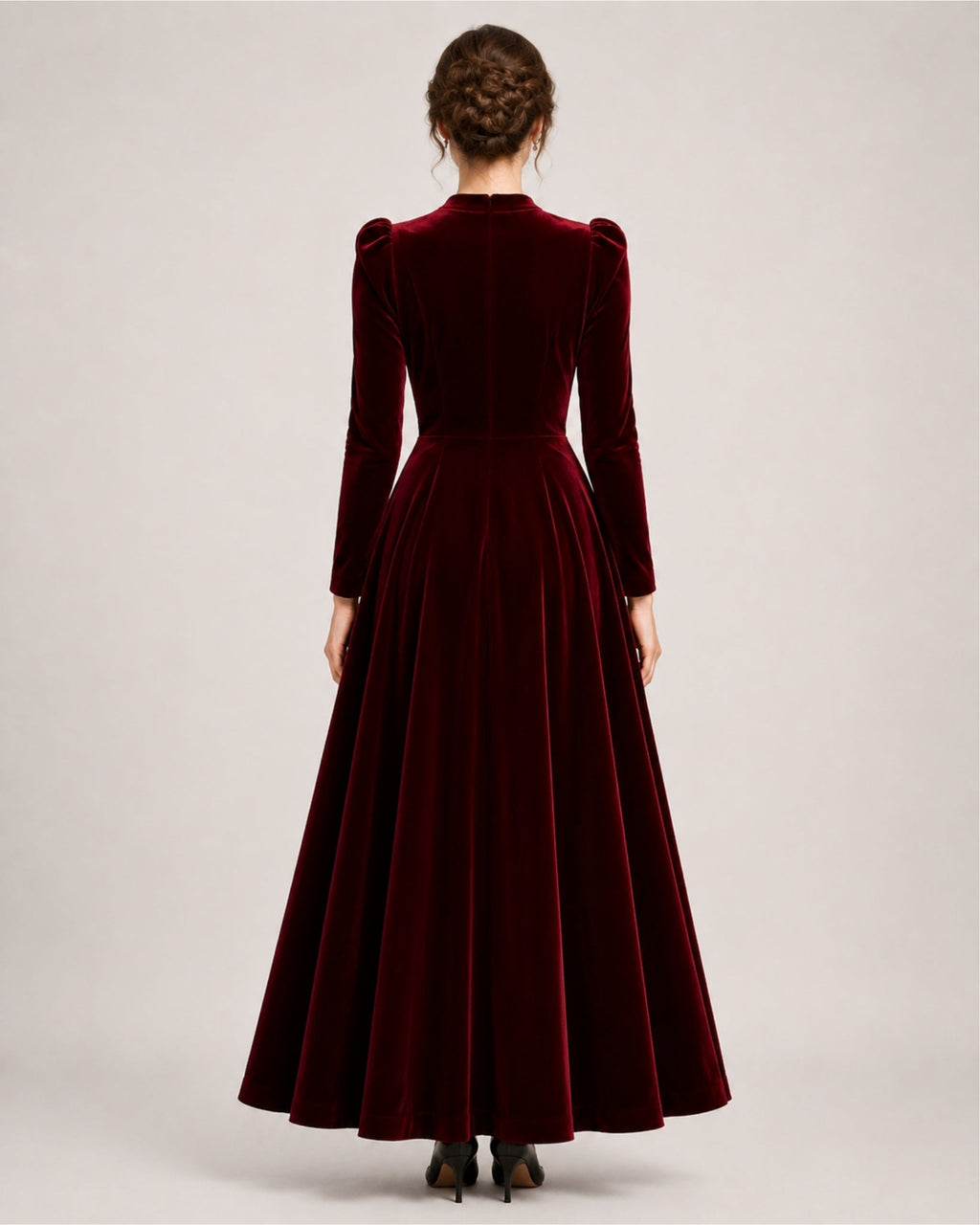 Ilaria Montavero | Women's Velvet Dress Midi Long Sleeve A Line Style
