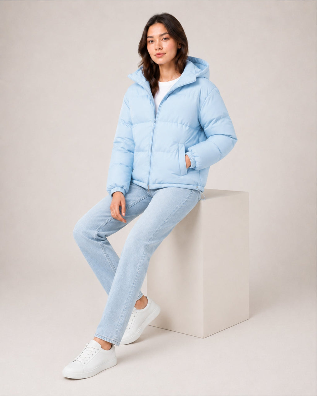 Giorgia Castelani | Women's Hooded Puffer Jacket – Warm Padded Zip-Up Coat