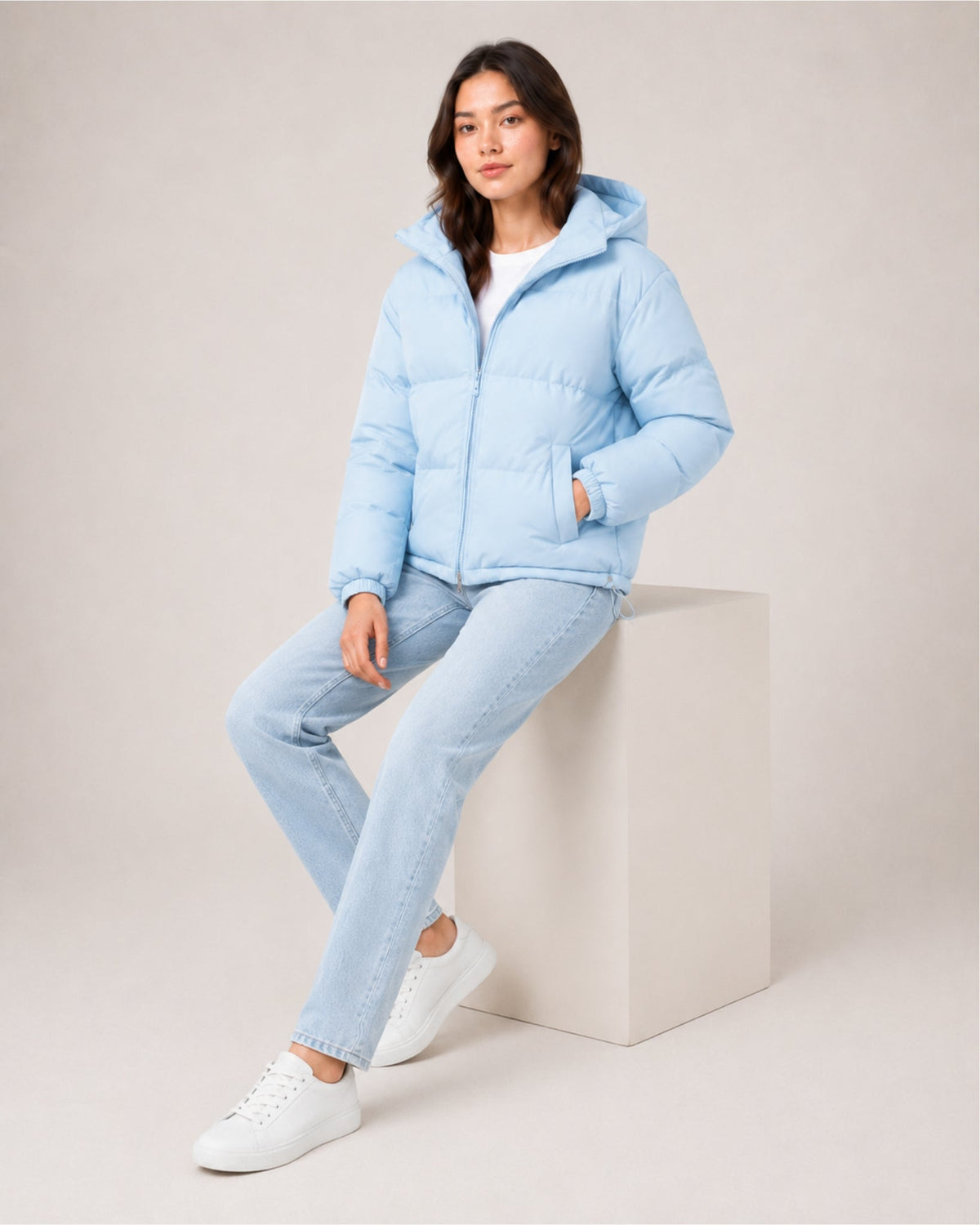 Giorgia Castelani | Women's Hooded Puffer Jacket – Warm Padded Zip-Up Coat