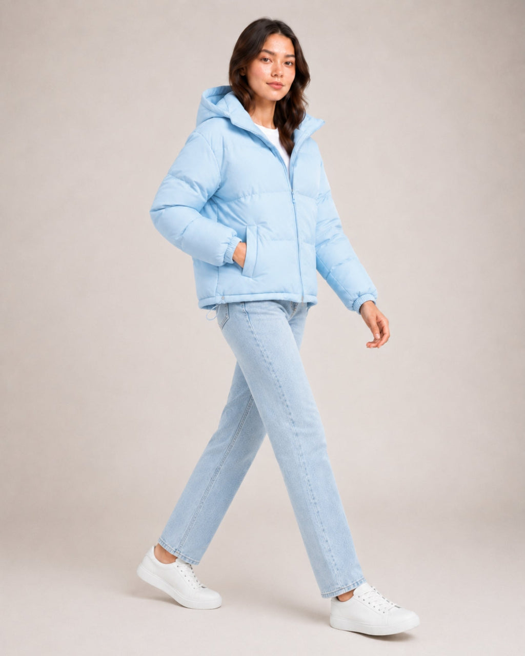 Giorgia Castelani | Women's Hooded Puffer Jacket – Warm Padded Zip-Up Coat