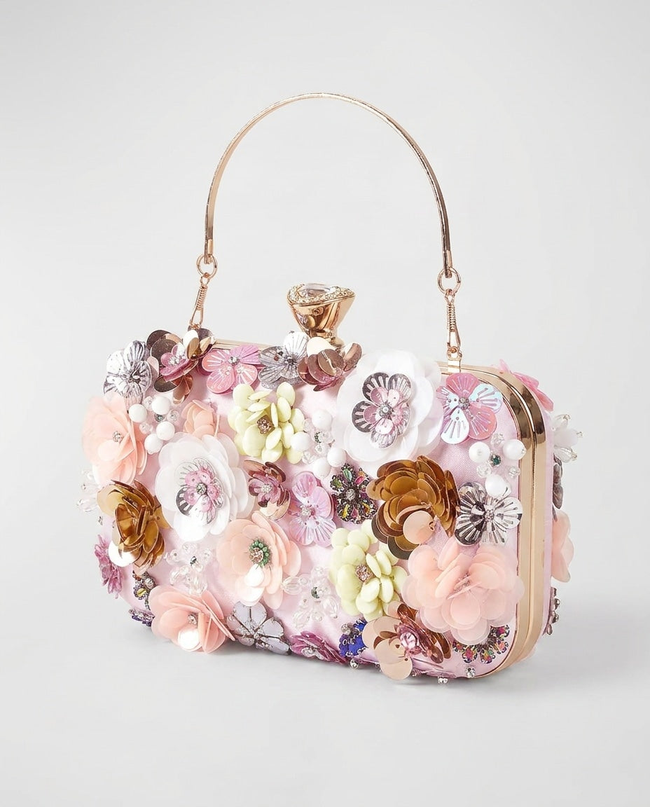 Noéliane Vaucel | Floral Embellished Top Handle Bag