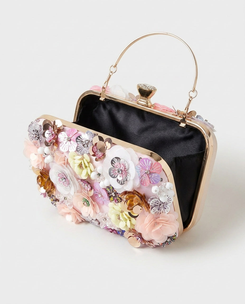 Noéliane Vaucel | Floral Embellished Top Handle Bag
