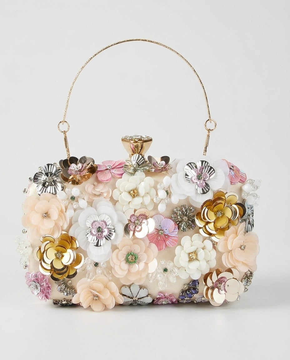 Noéliane Vaucel | Floral Embellished Top Handle Bag