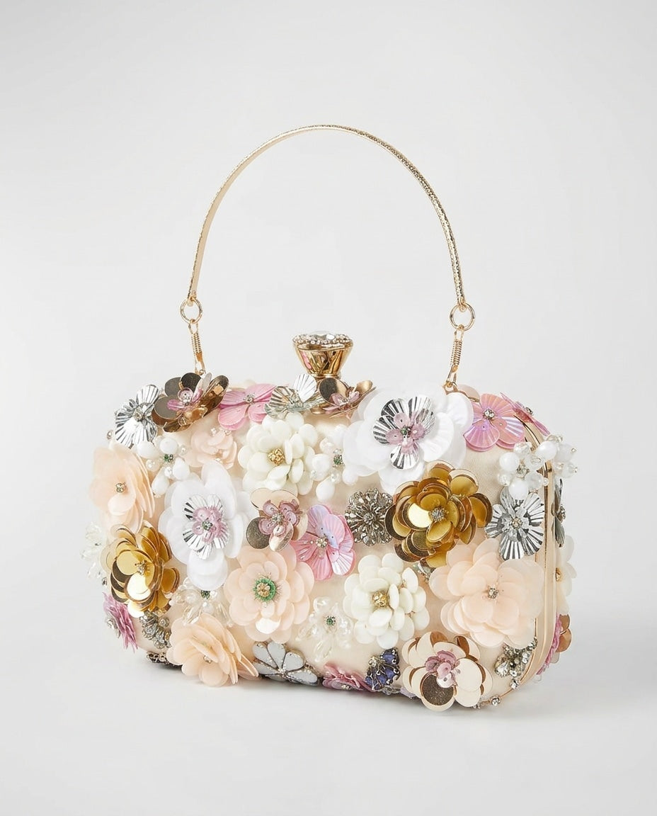 Noéliane Vaucel | Floral Embellished Top Handle Bag