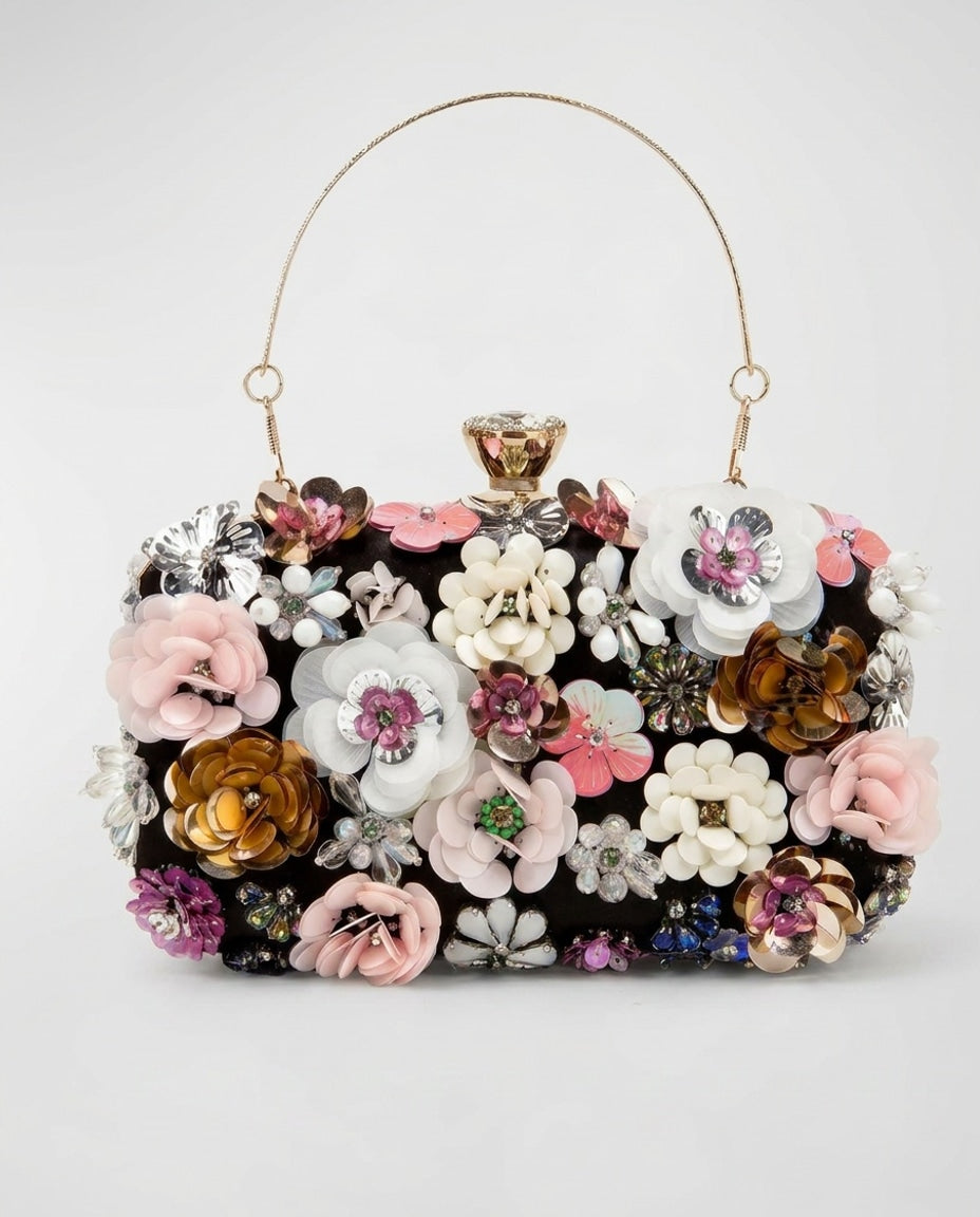 Noéliane Vaucel | Floral Embellished Top Handle Bag