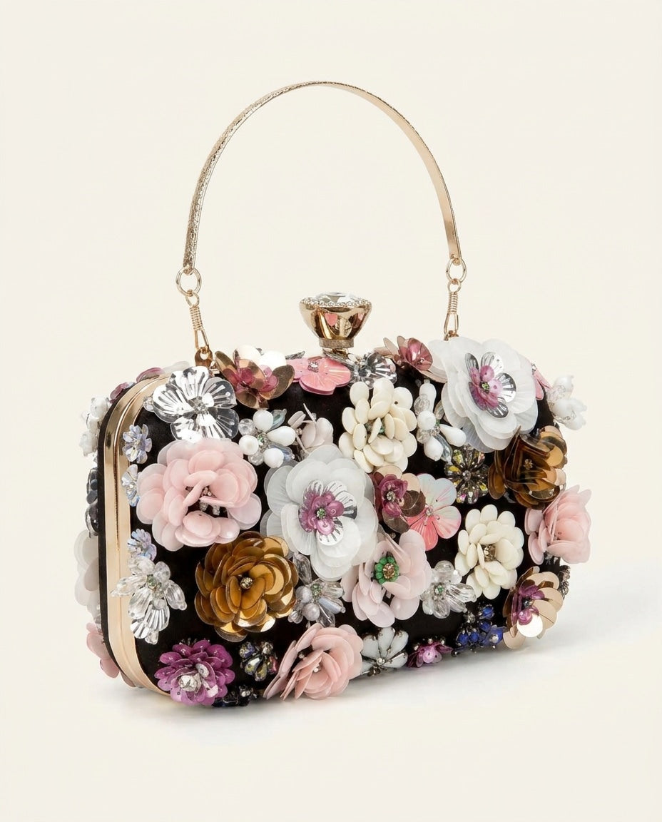 Noéliane Vaucel | Floral Embellished Top Handle Bag