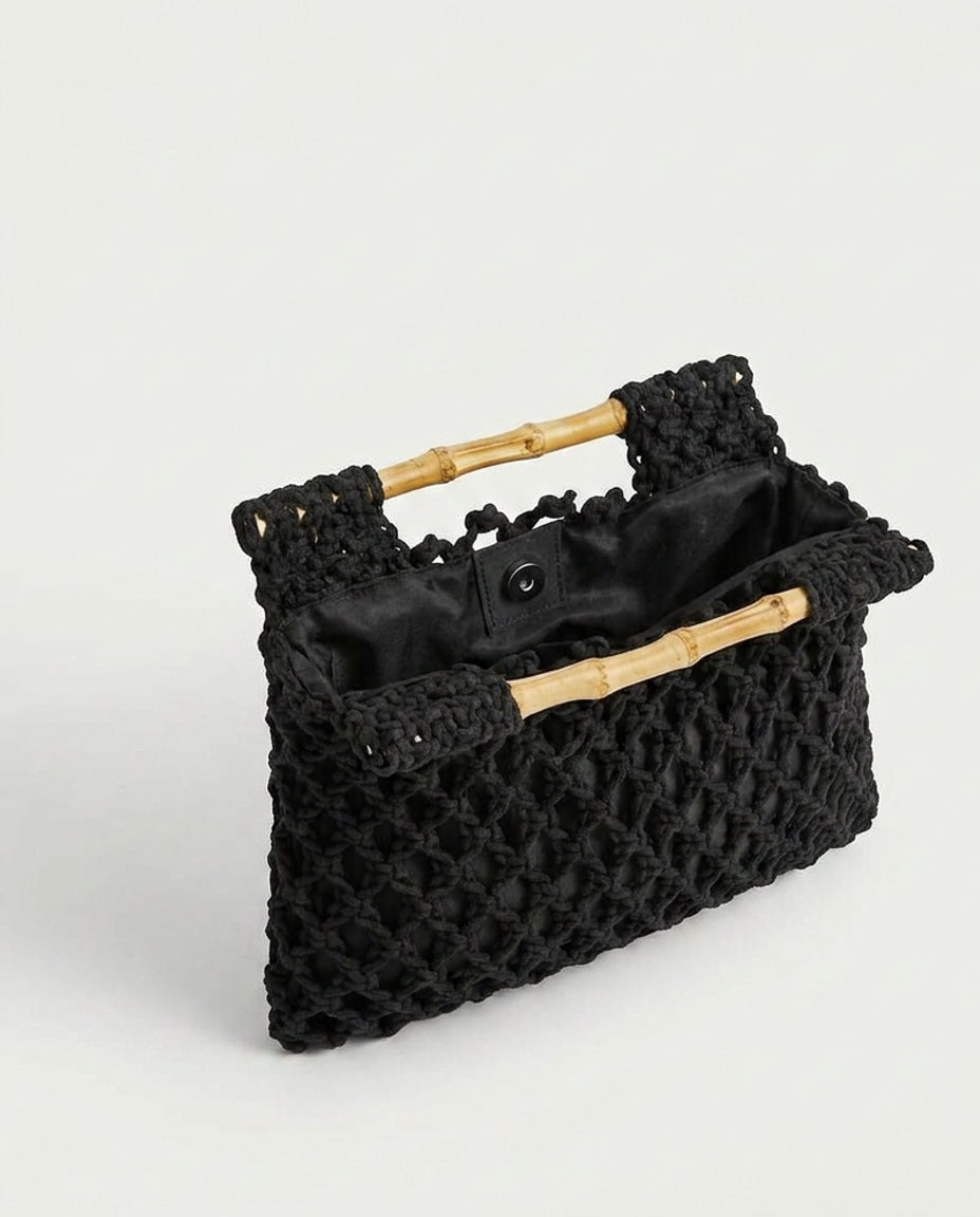 Avril Delaistre | Crochet Bamboo Handle Handbag