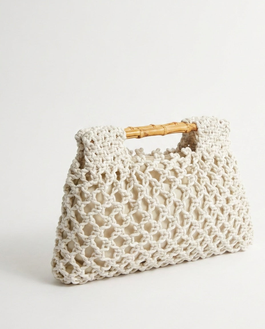 Avril Delaistre | Crochet Bamboo Handle Handbag