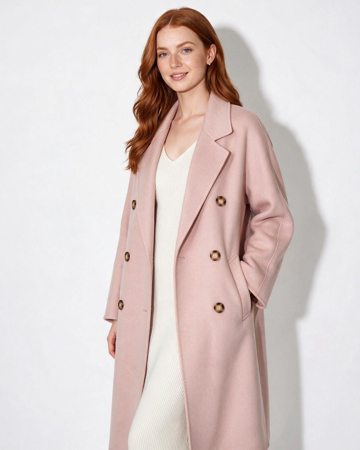 Rosamonde Clairvaux | Wool Longline Double-Breasted Notch-Lapel Coat
