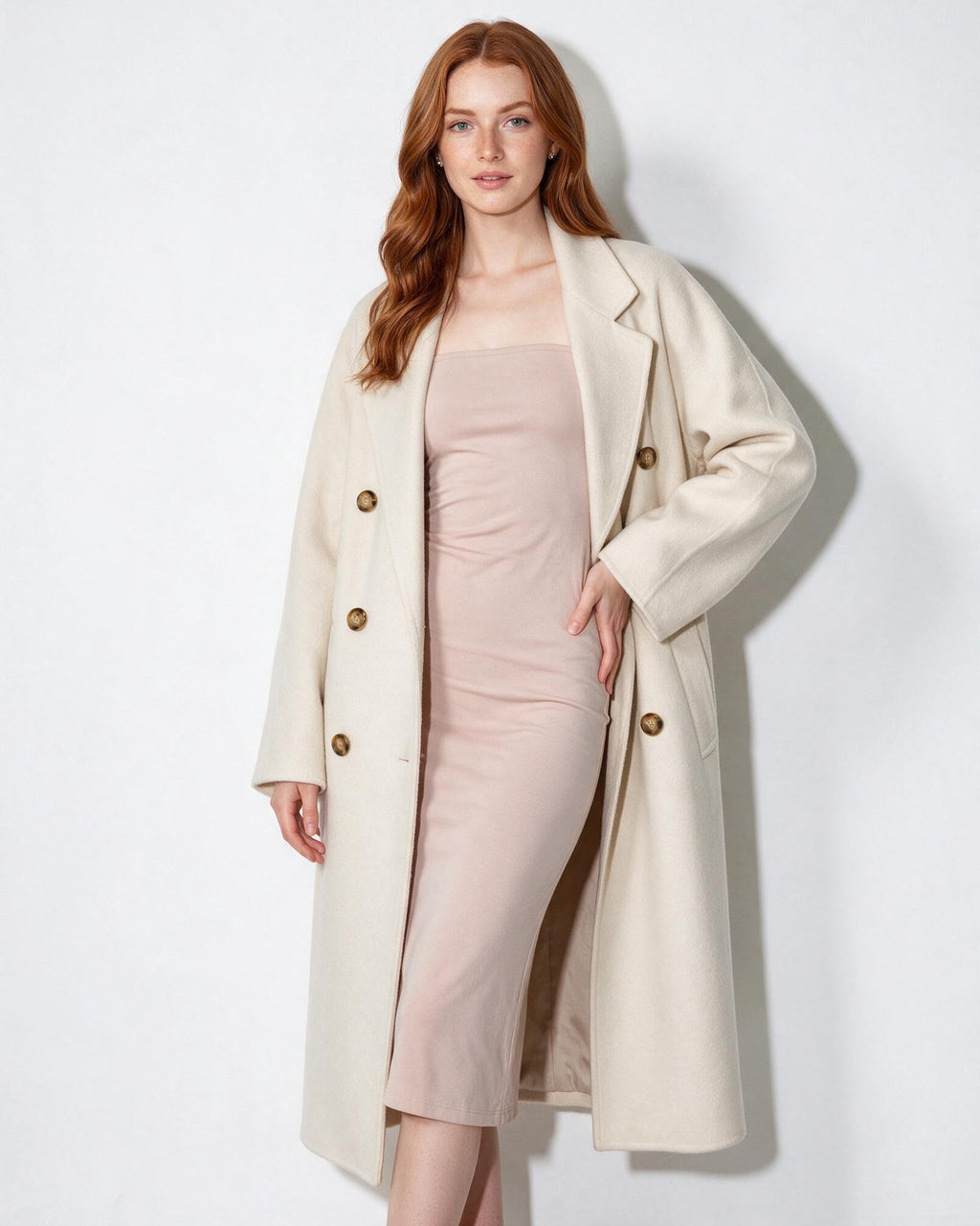 Rosamonde Clairvaux | Wool Longline Double-Breasted Notch-Lapel Coat