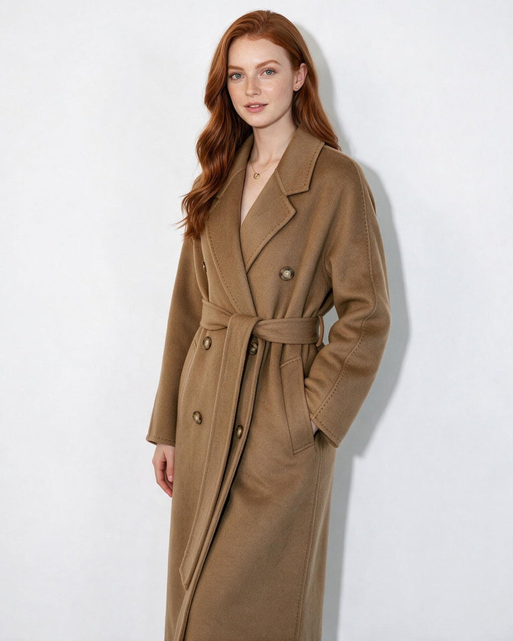 Rosamonde Clairvaux | Wool Longline Double-Breasted Notch-Lapel Coat