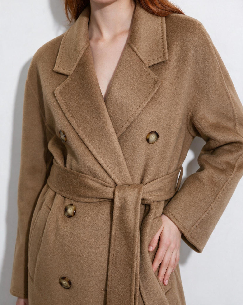 Rosamonde Clairvaux | Wool Longline Double-Breasted Notch-Lapel Coat