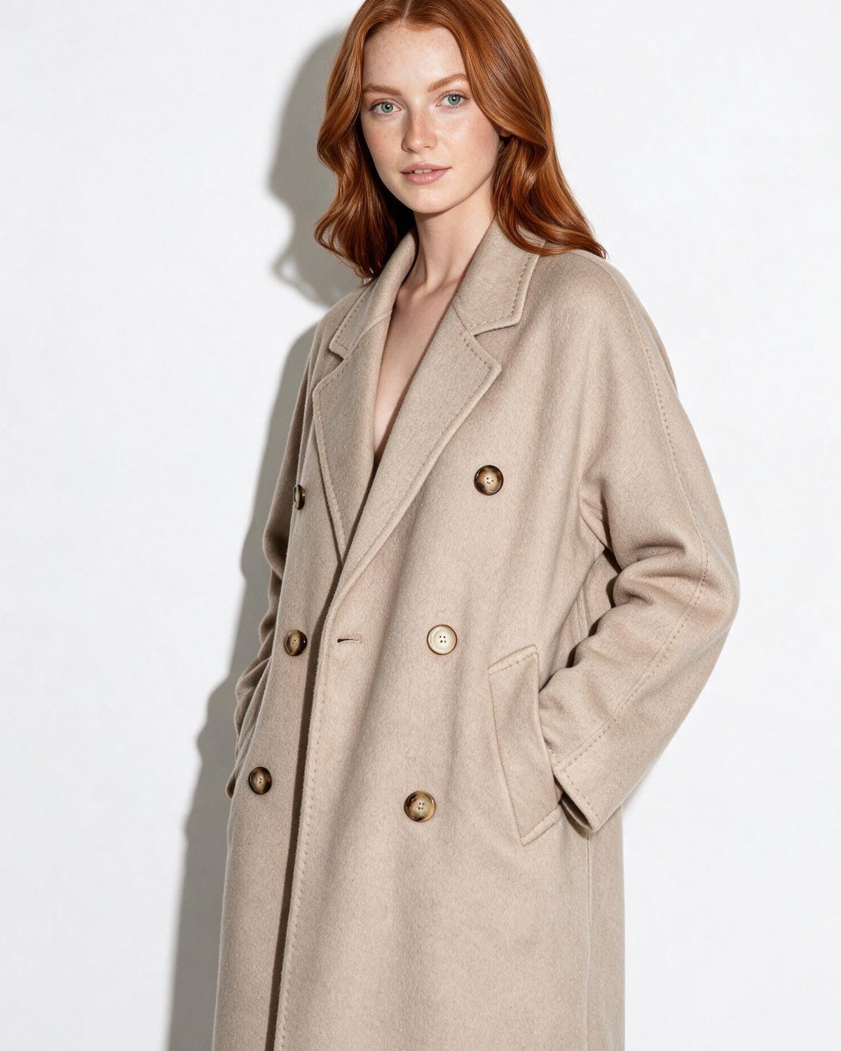 Rosamonde Clairvaux | Wool Longline Double-Breasted Notch-Lapel Coat