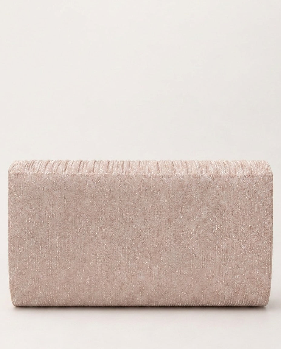 Ambrine Valrose | Pleated Metallic-Trim Clutch Bag