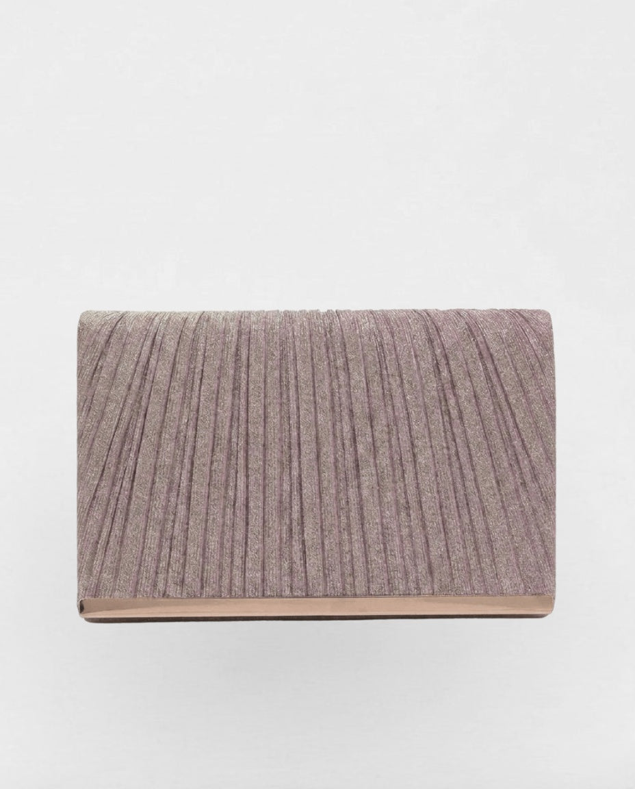 Ambrine Valrose | Pleated Metallic-Trim Clutch Bag