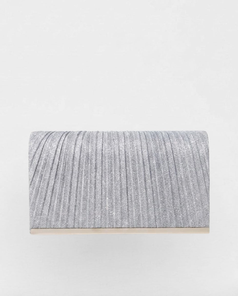 Ambrine Valrose | Pleated Metallic-Trim Clutch Bag