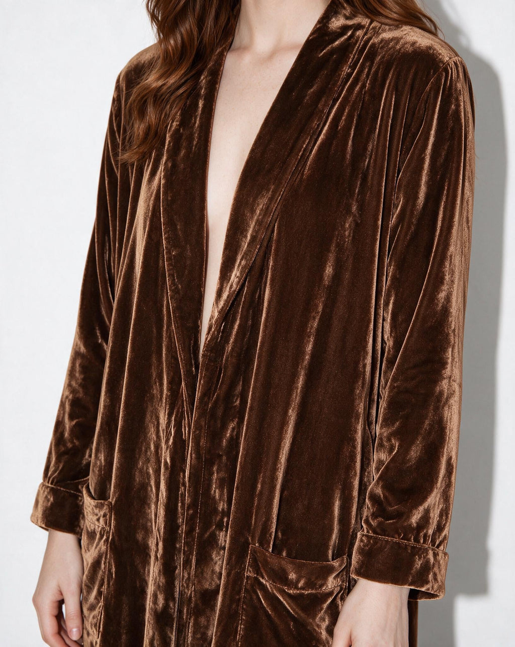 Azélina Beaufort | Open Front Shawl Collar Longline Duster Coat