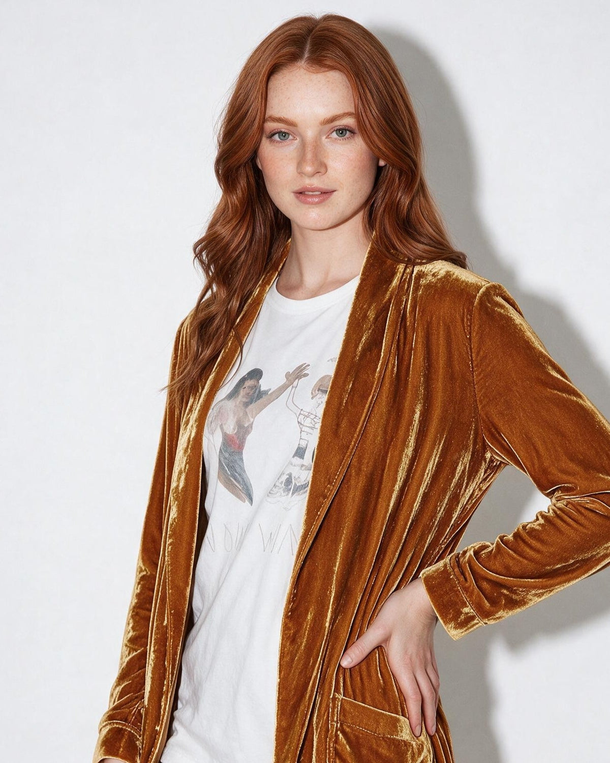 Azélina Beaufort | Open Front Shawl Collar Longline Duster Coat