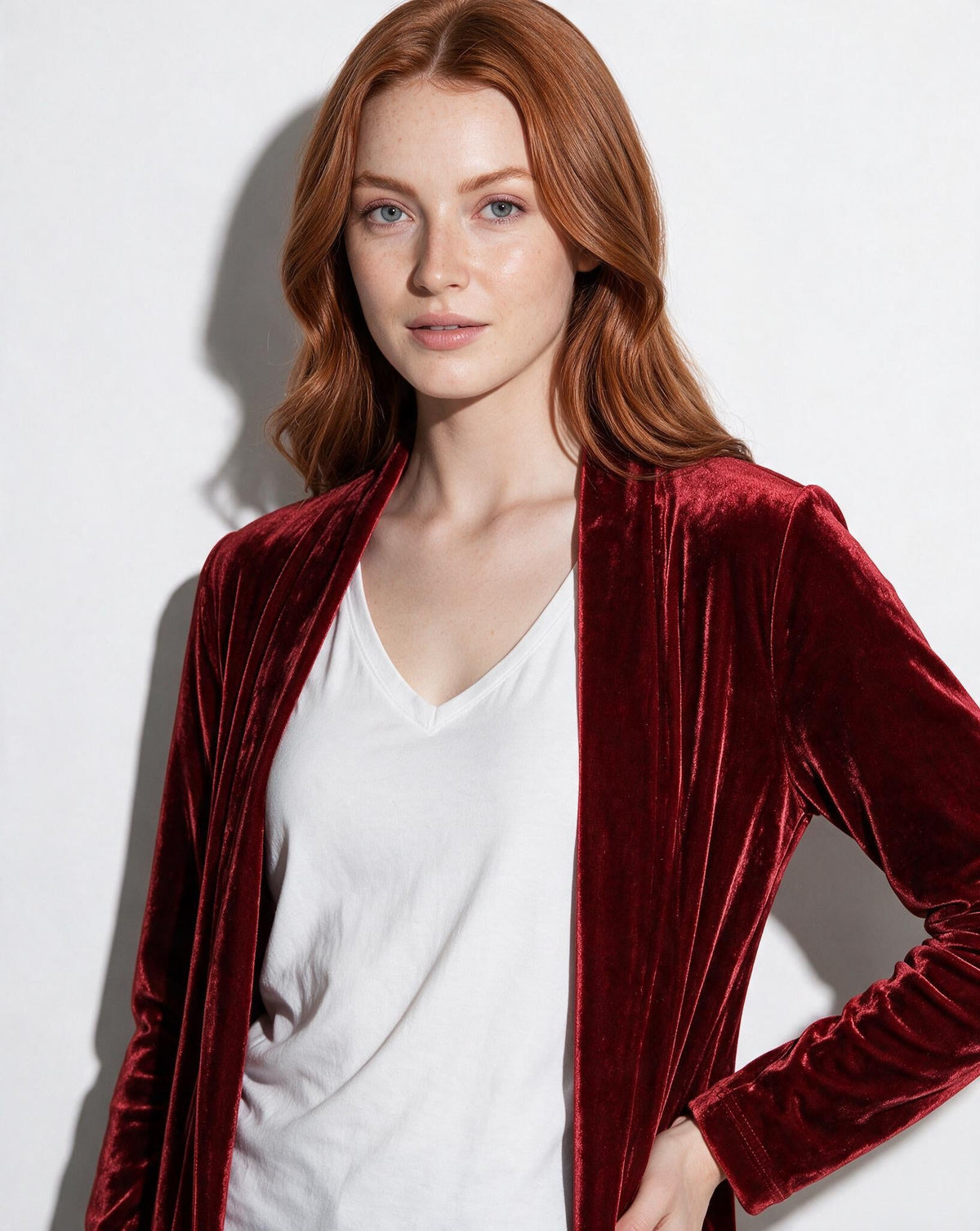 Azélina Beaufort | Open Front Shawl Collar Longline Duster Coat