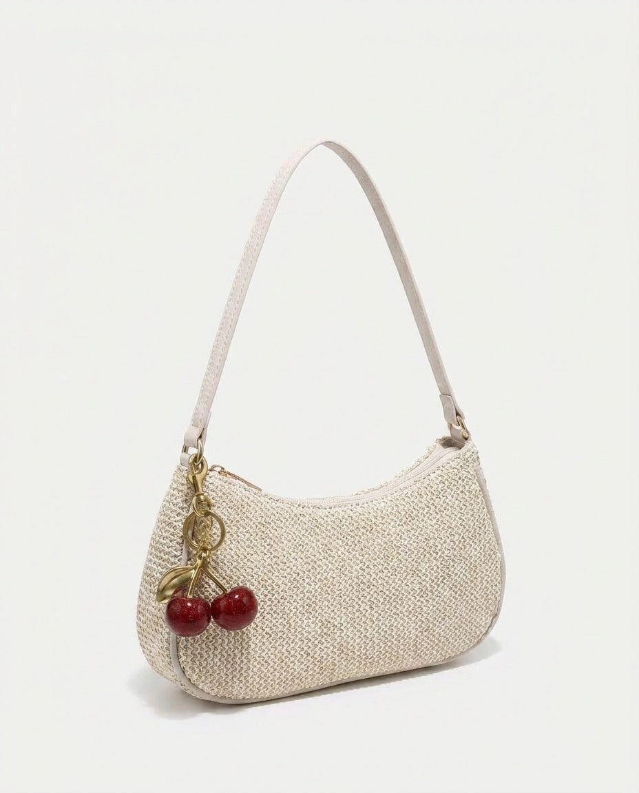 Camilia Desnoyers | Woven Crescent Shoulder Bag