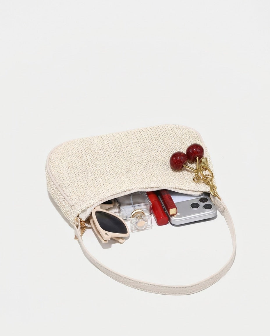 Camilia Desnoyers | Woven Crescent Shoulder Bag