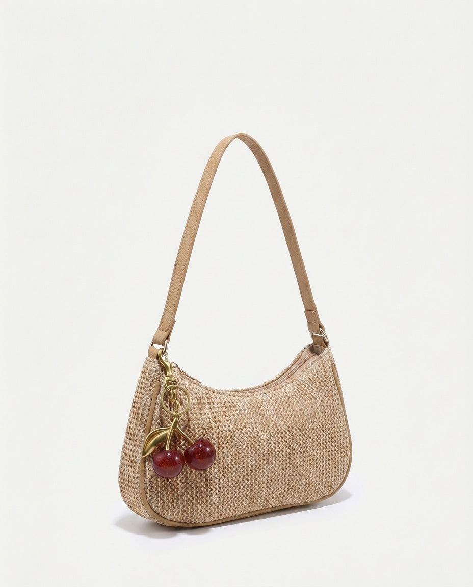 Camilia Desnoyers | Woven Crescent Shoulder Bag