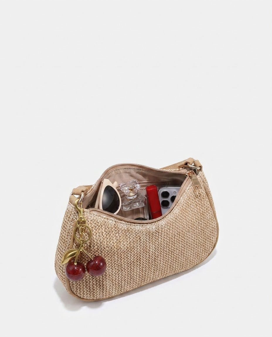 Camilia Desnoyers | Woven Crescent Shoulder Bag