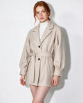 Arielle Montaigu | Belted Balloon-Sleeve Swing Coat