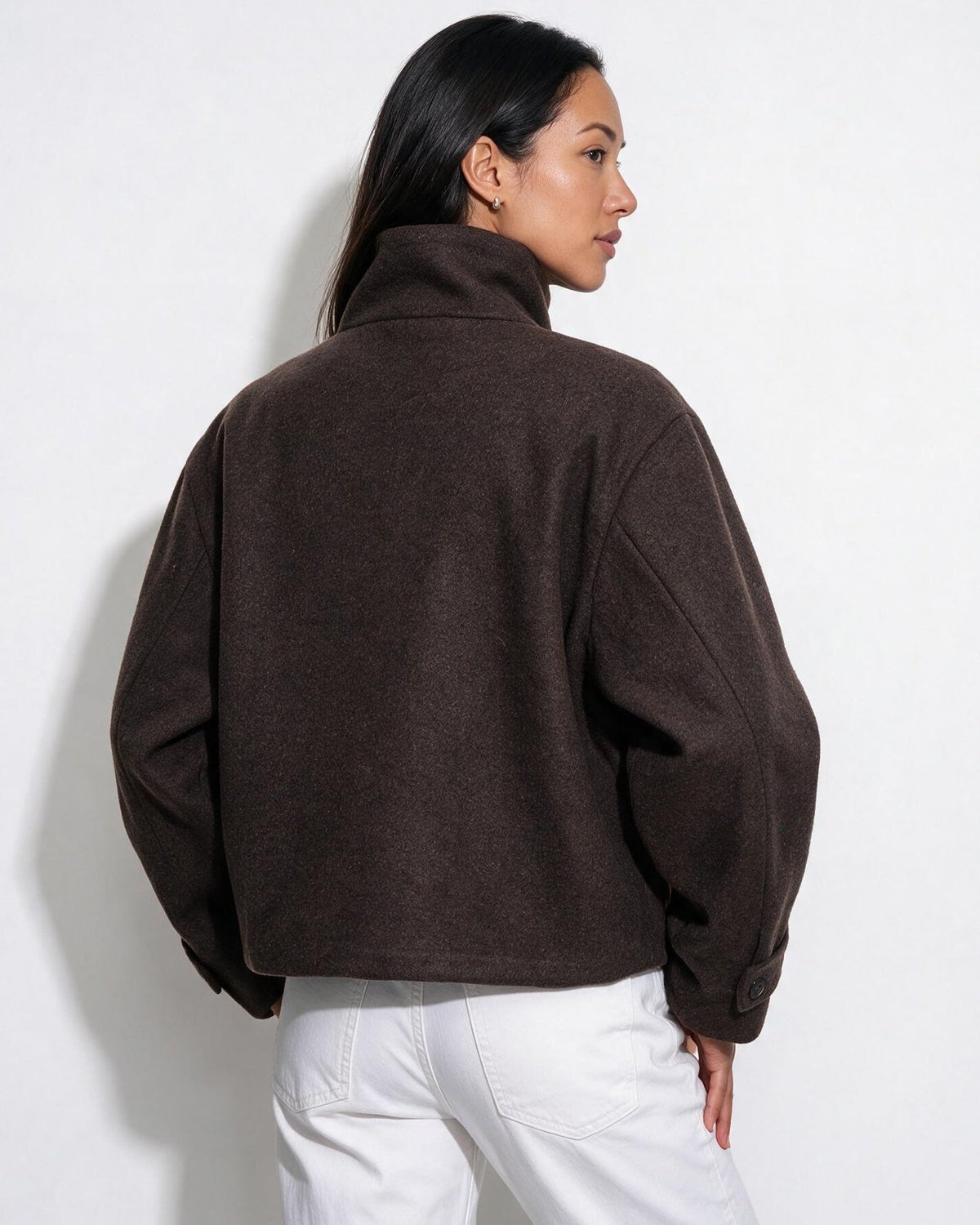 Orielle Saint-Aubin | Asymmetric Cropped Funnel Collar Jacket