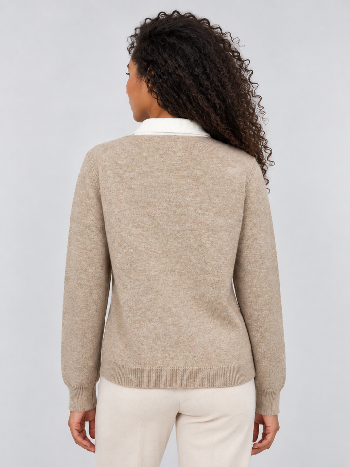 Juliana Lemieux | Women’s Argyle Collared Jumper – Button Neck Long Sleeve Knit Sweater