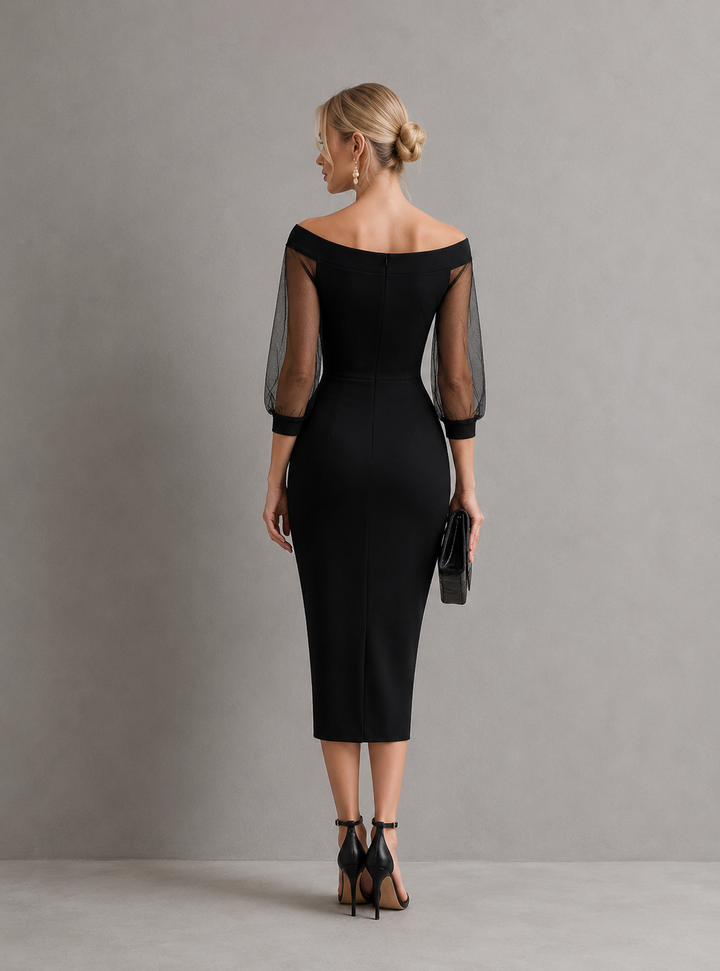 Selena Off-Shoulder Sweetheart Midi Dress