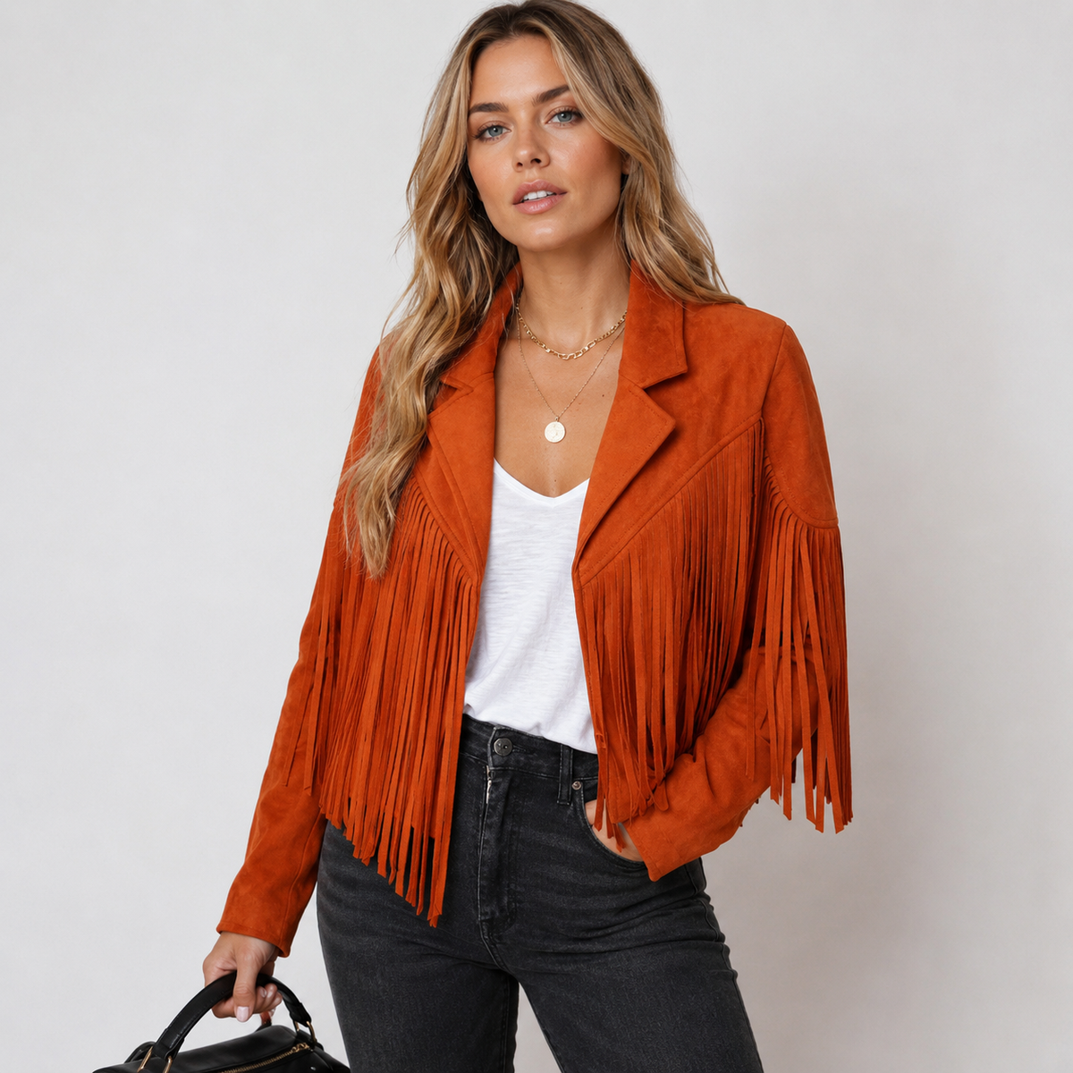 Soline Verneuil | Fringe Suede Cropped Jacket For Women