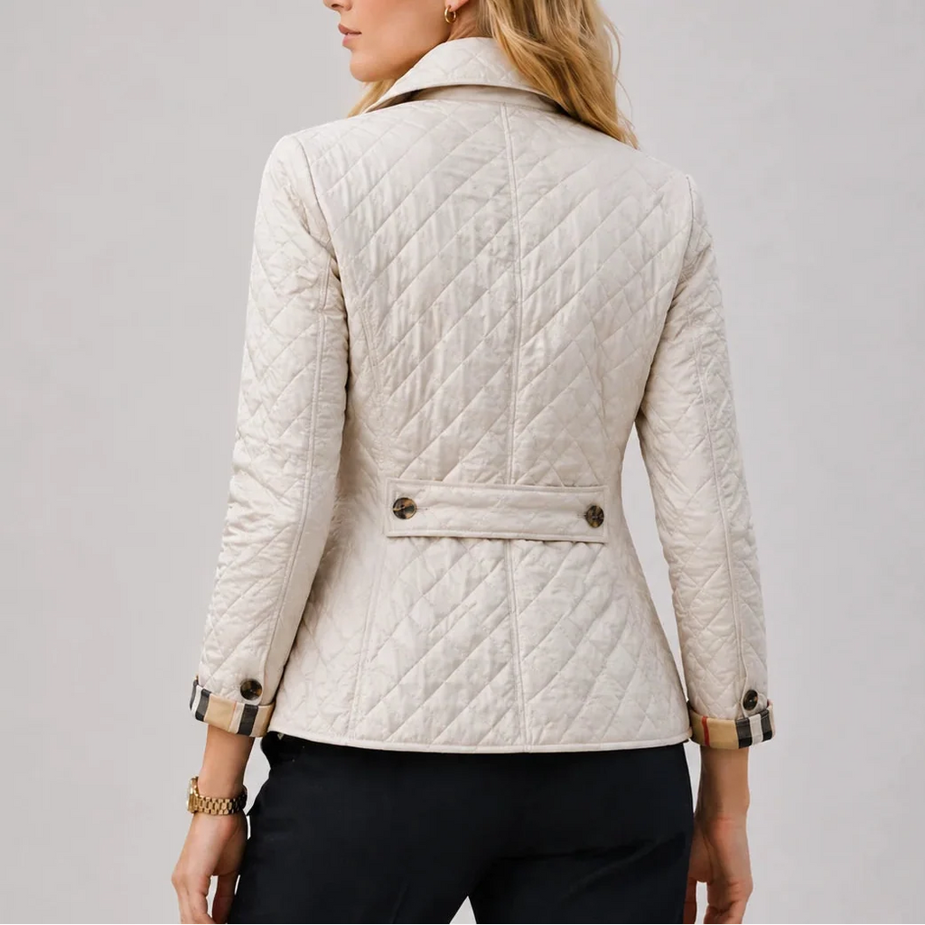 Gaëlle Ségur | Women’s Quilted Jacket - Button-Up Lightweight Coat with Stand Collar