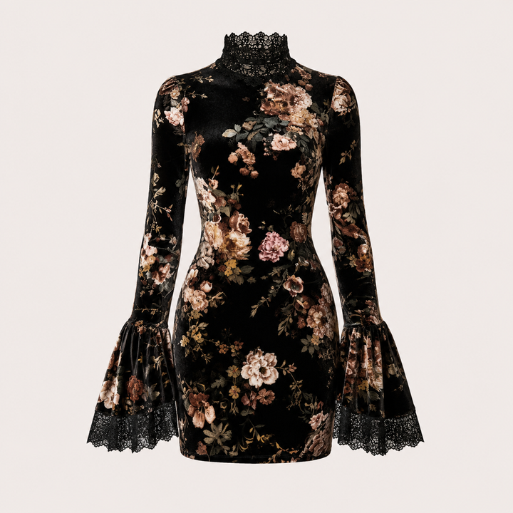 Giorgia Amato | Floral Lace-Trim Mini Cocktail Dress For Women
