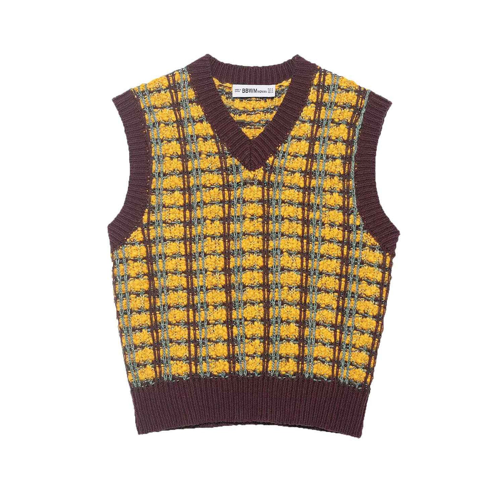 Coraline Montciel | Plaid Pattern Knit Vest