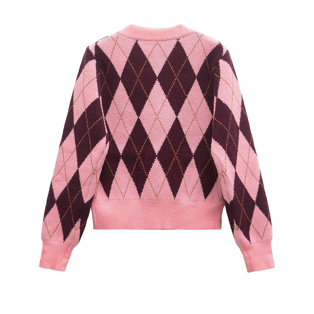 Morgane Bellemare  | Cropped Argyle Knit Cardigan