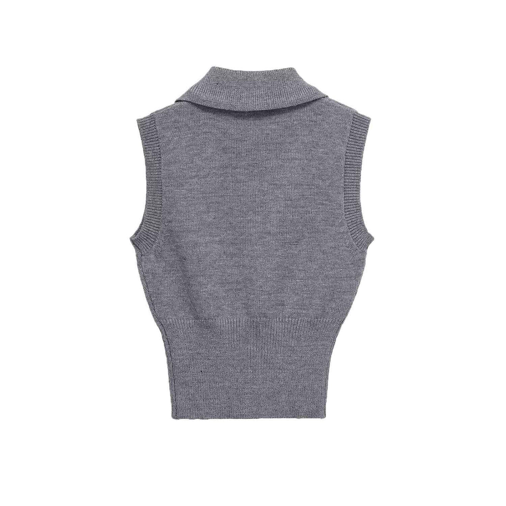 Armance Villedieu | Collared Cropped Sweater Vest