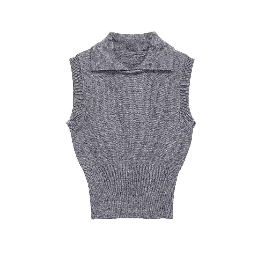 Armance Villedieu | Collared Cropped Sweater Vest