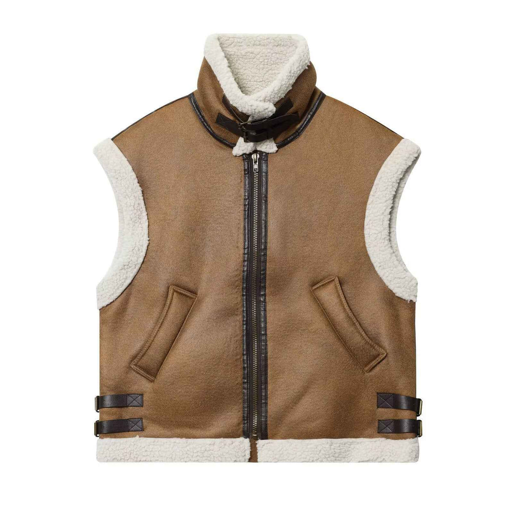 Juliette Montvert | Faux Shearling Aviator-Style Gilet