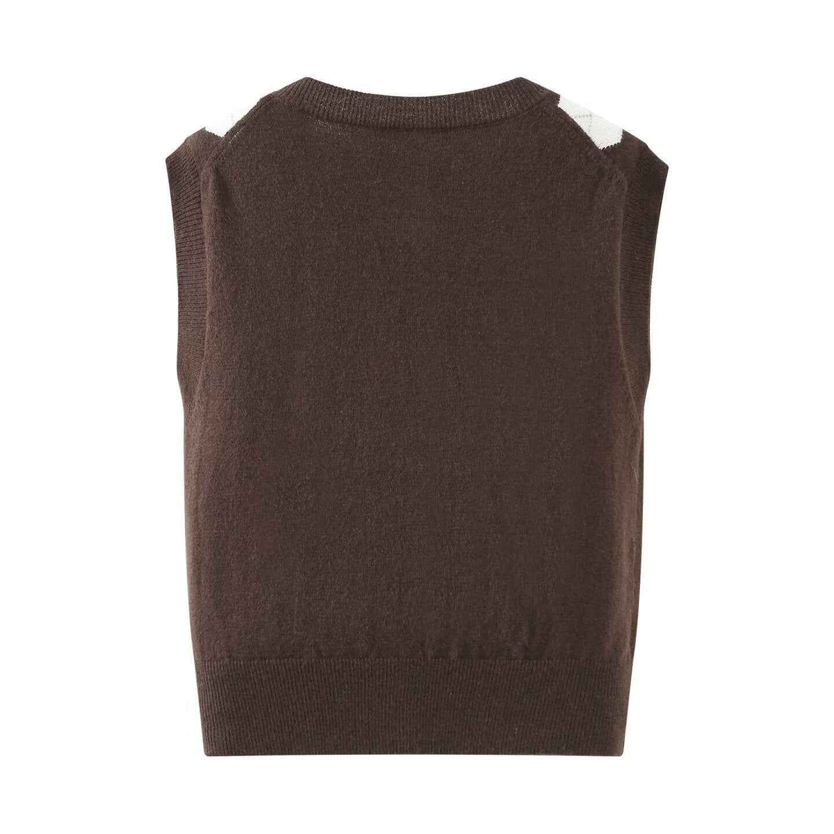Sabine Beaumerle | Cropped Argyle Button-Front Knit Vest