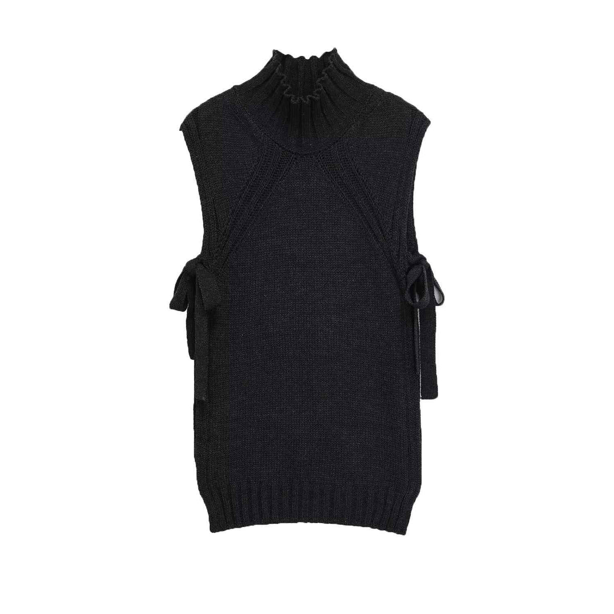 Cassandre Lavigne | Roll-Neck Tie-Side Longline Knit Vest