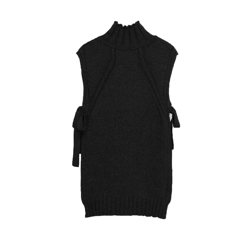 Cassandre Lavigne | Roll-Neck Tie-Side Longline Knit Vest