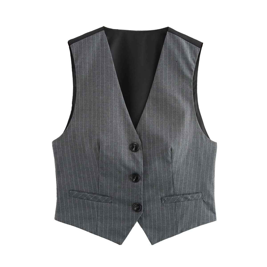 Éloïse Desvallons | Grey Pinstripe Tailored Vest