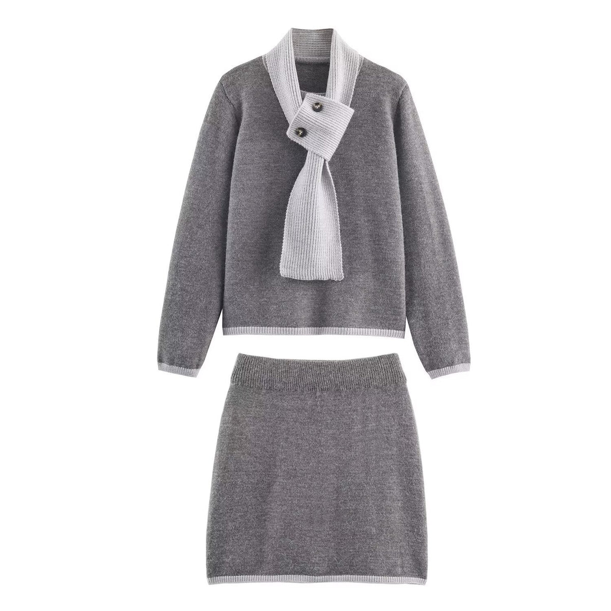 Victoire de Beaumont | Contrast Detail Knit Top Skirt Co-ord Set