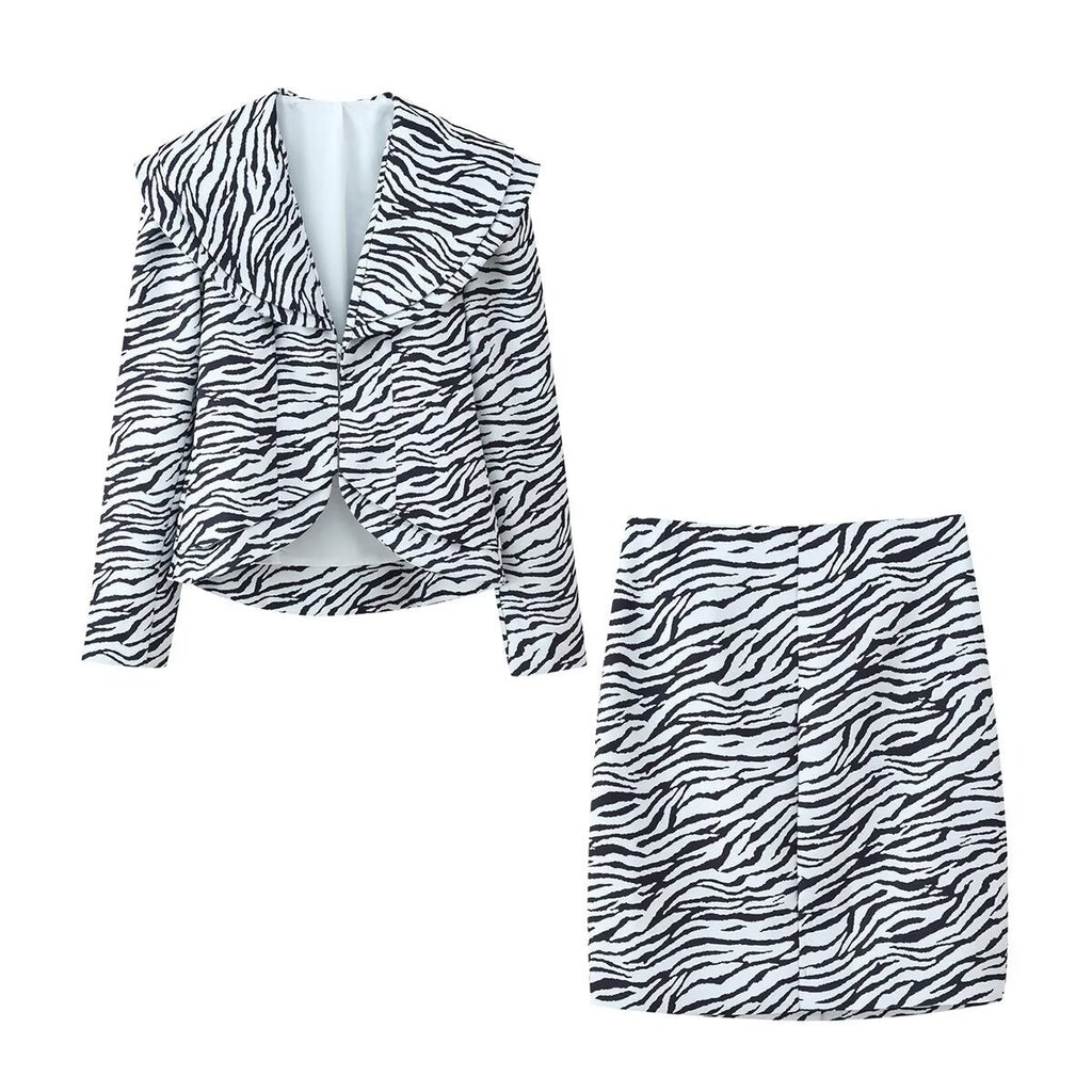 Charlotte de Montfort  | Zebra Print Satin Blazer Co-ord Set